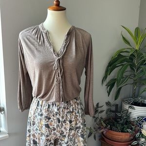 Gap Peasant Top 3/4 Sleeve Top M Light Brown